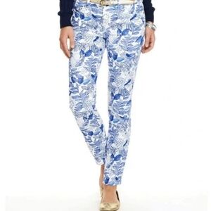 Vineyard Vines Women Denim Blue Floral/Bird Ankle Length Pants Stretch Size 2‎